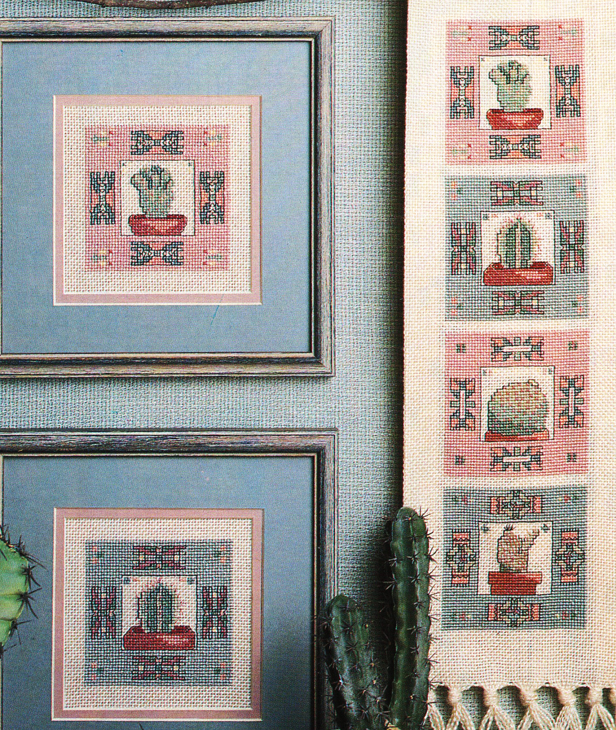4 Pc FOUR CORNERS CACTUS Southwest Design Magazine Cross Stitch Pattern M3