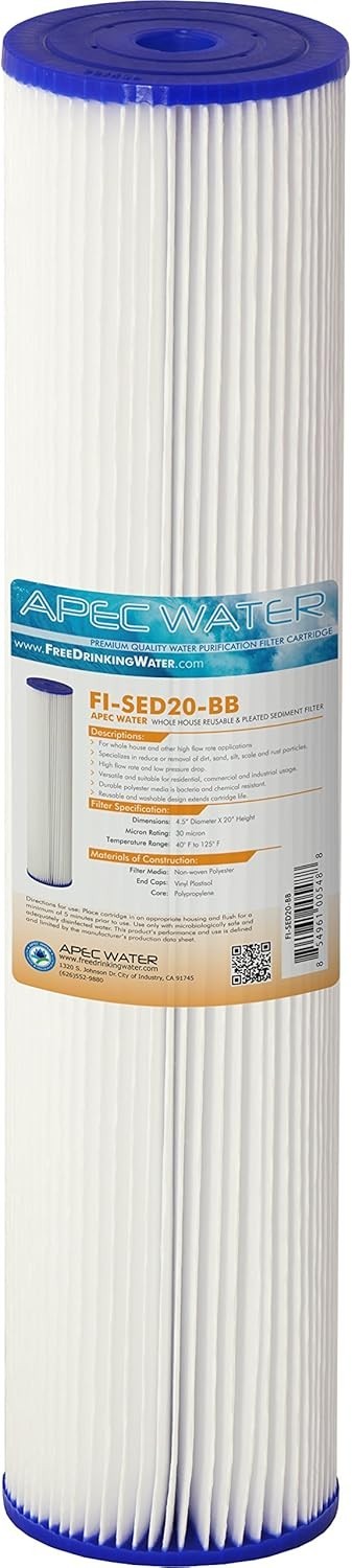 APEC FI-SED20-BB-A Water Systems FI-SED20-BB 20" Whole House Reusable & Pleated