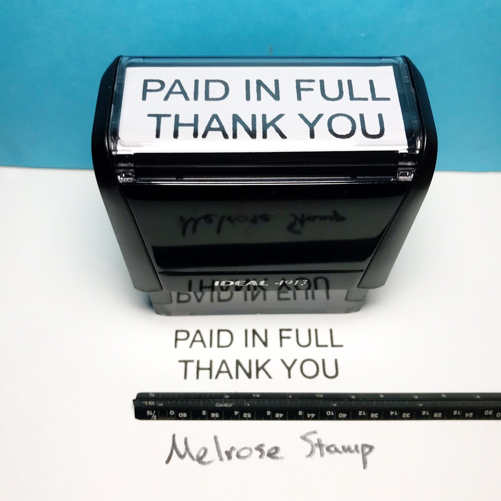 Paid In Full Thank You Rubber Stamp Black Ink Self Inking Ideal 4913