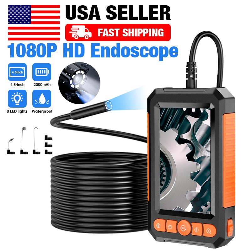 Industrial Endoscope Camera 1080P HD 4.3'' Screen Borescope Inspection Camera US