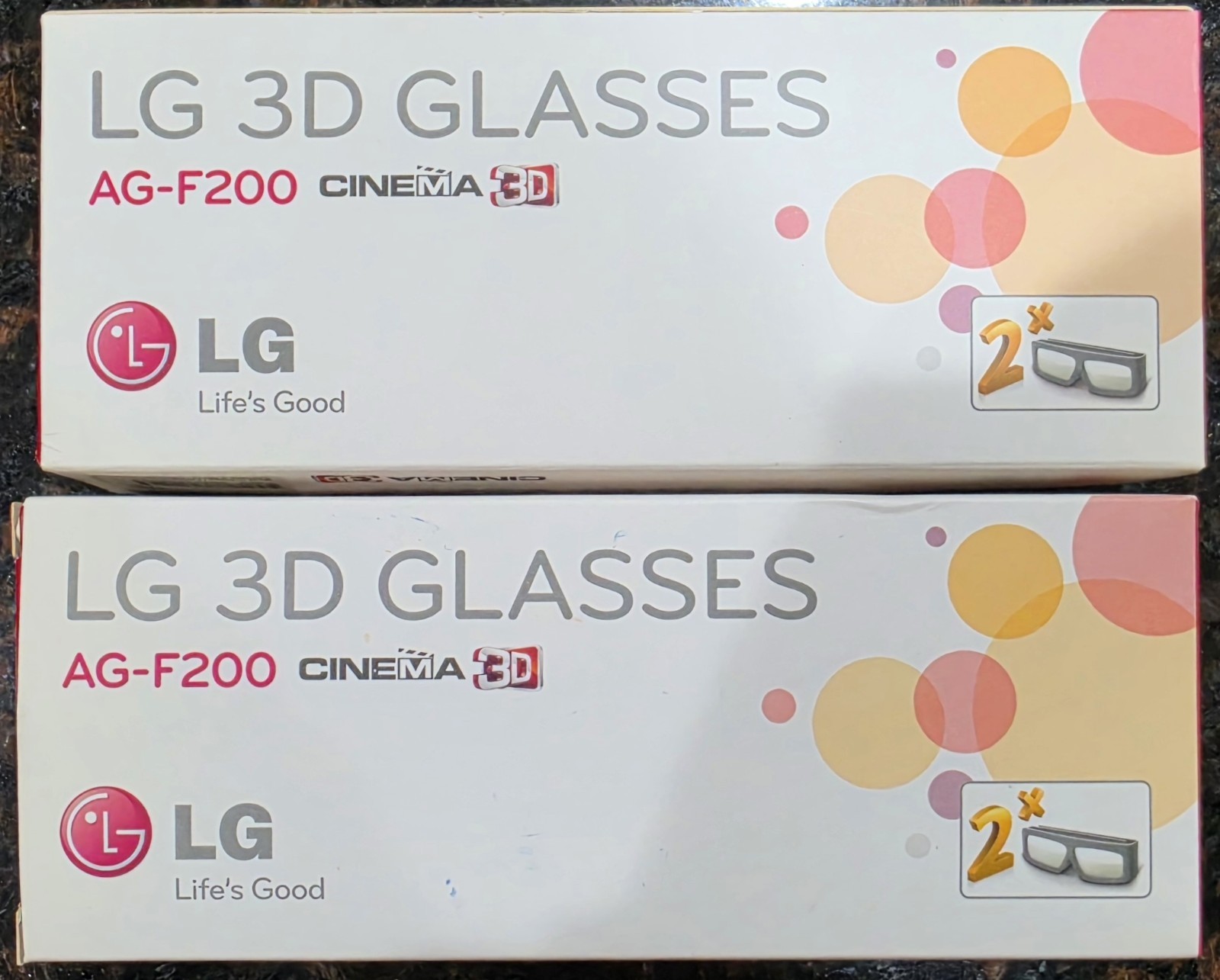 BRAND NEW LG  3D GLASSES - 2 PAIRS  NEW IN BOX -2 SET - AG- F200 CINEMA 3D