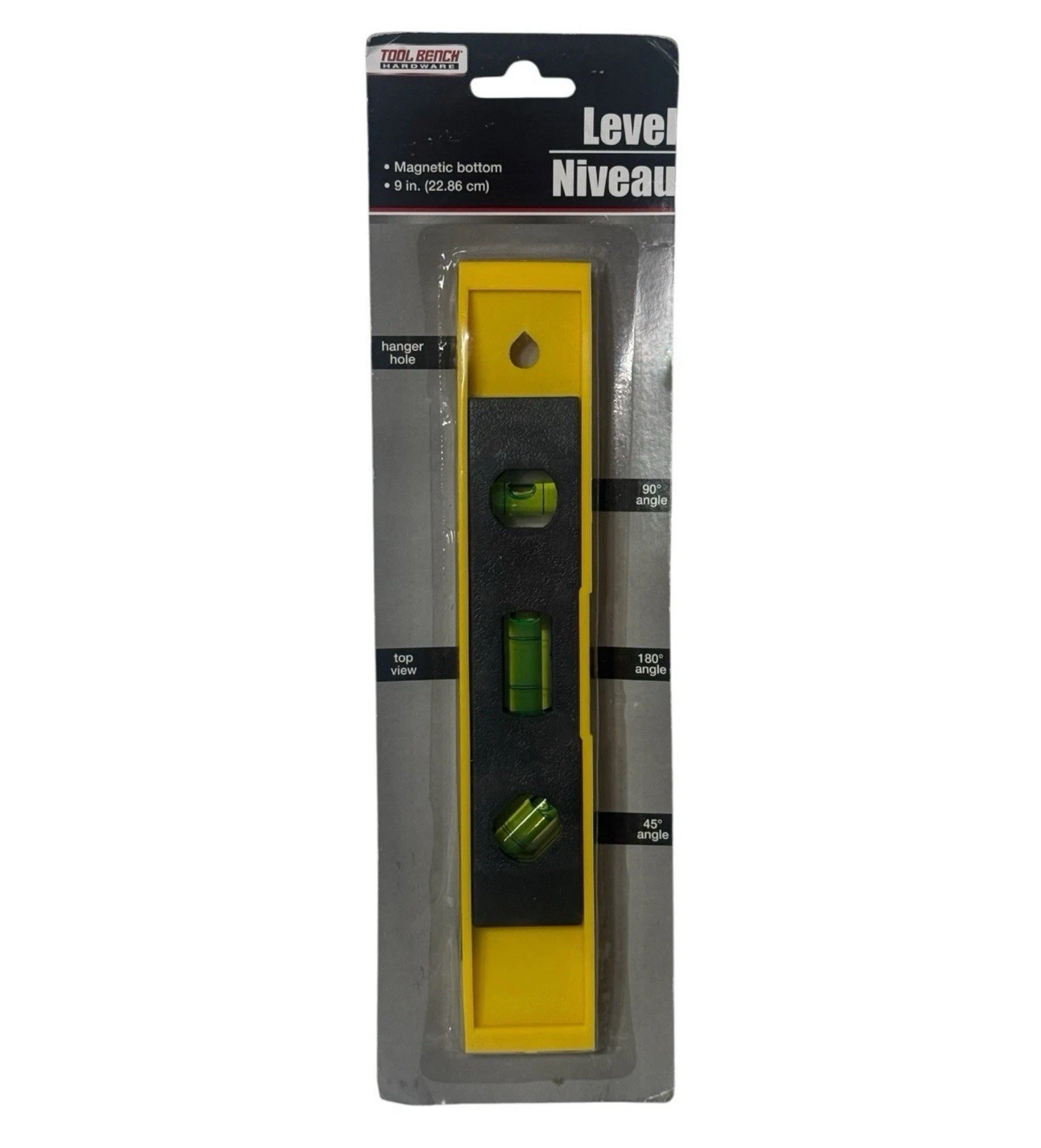 9" Yellow ABS Magnetic Torpedo Level Small Handheld Straight Even Shelving Tool
