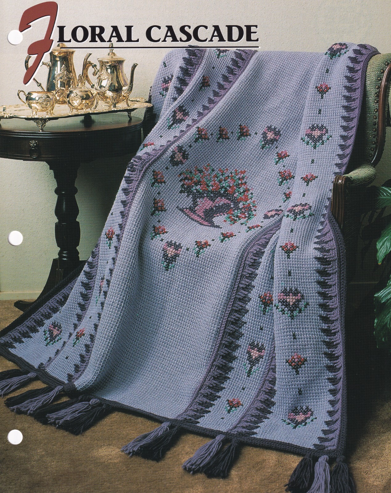 Annie's Crochet Afghan FLORAL CASCADE Pattern Leaflet