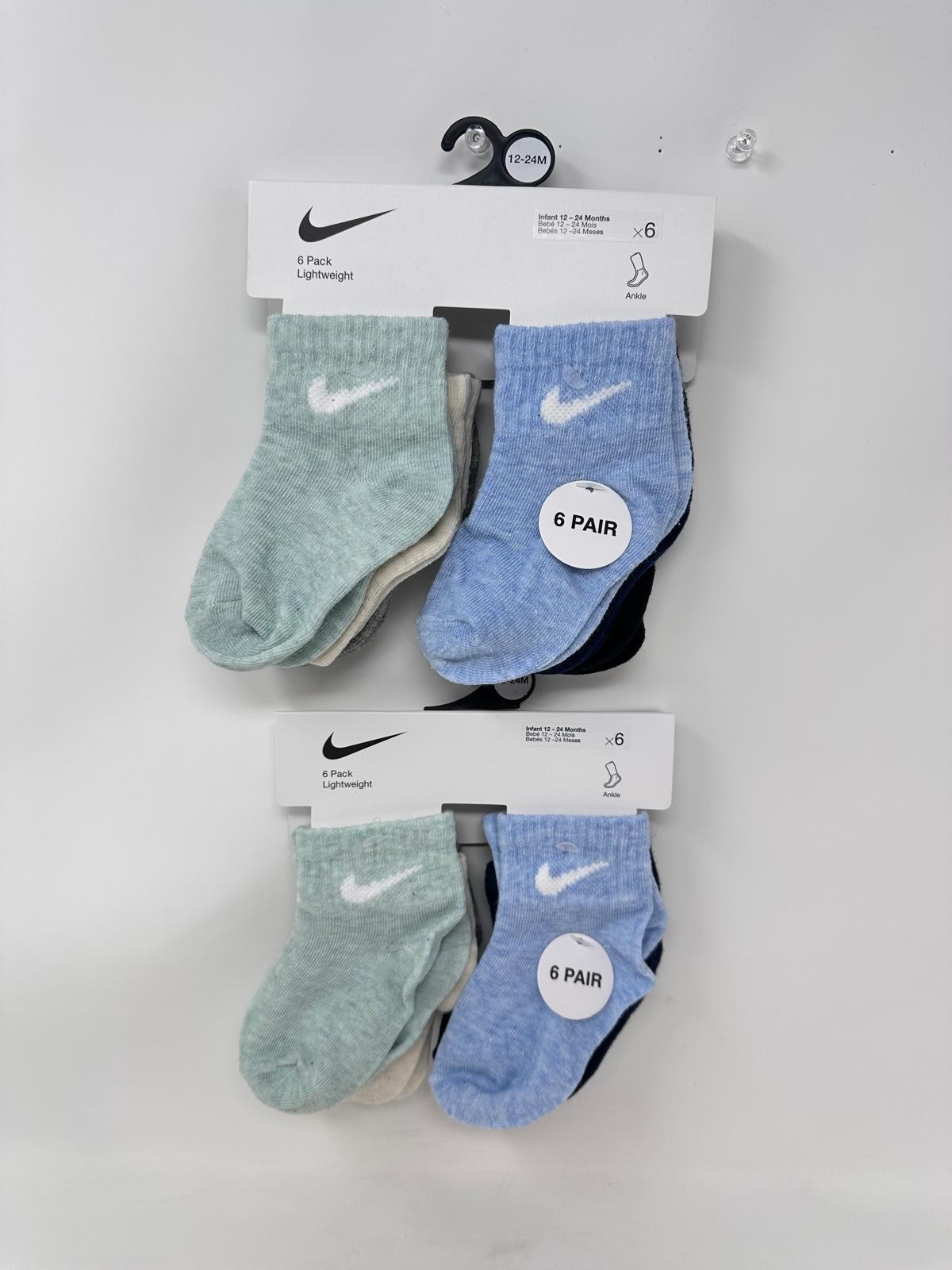 NIKE Infant 12-Pack Mid Cut Quarter Gripper Socks (4611) 12-24 Months, R2(D130T)