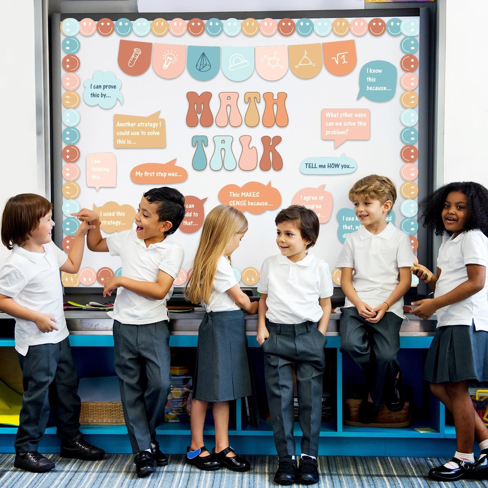 43 PCS Groovy Math Talk Bulletin Board Set for Math Classroom Decorations Edu...