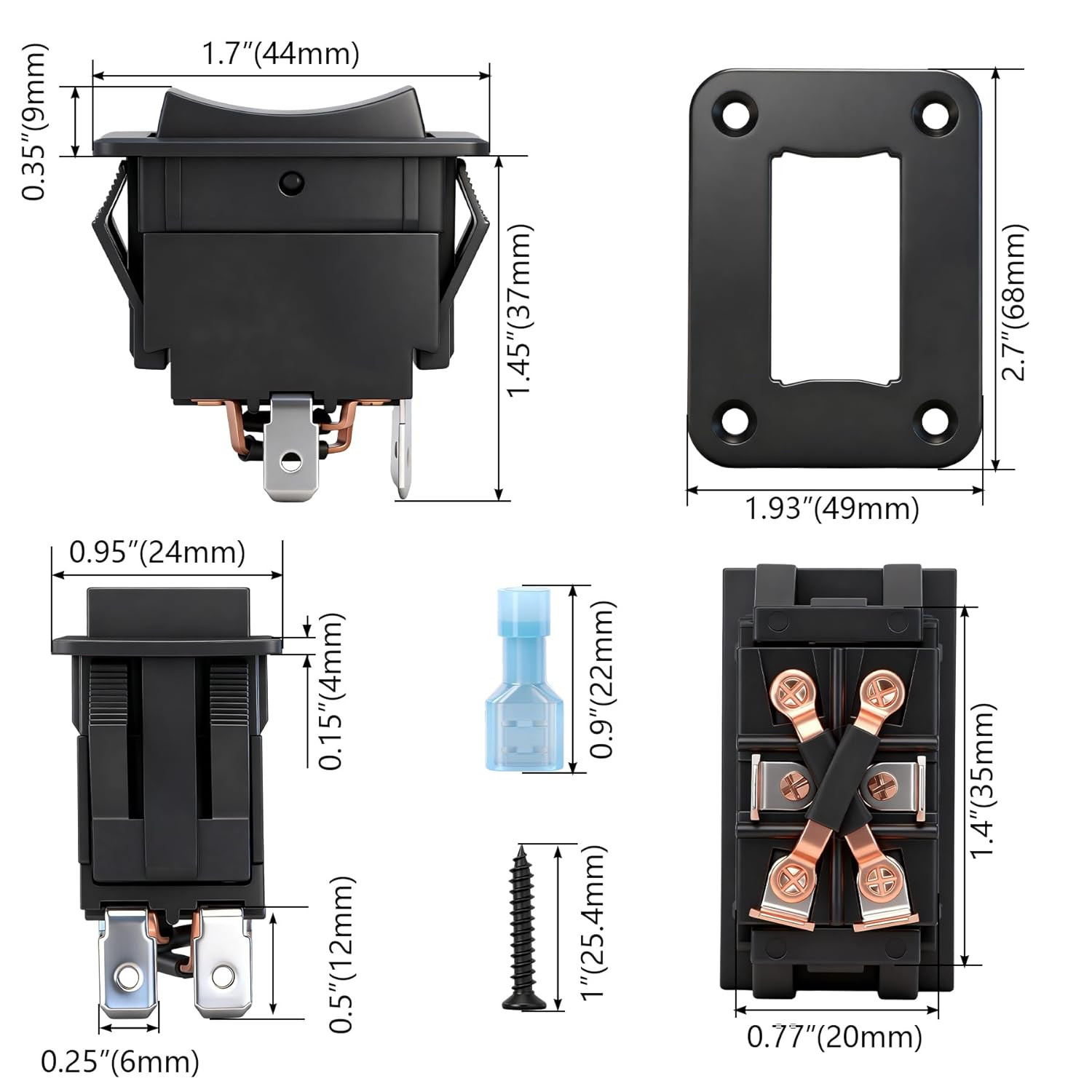 UP down Momentary Reverse Polarity Switch, 12V 30A DPDT, Polarity Reversing