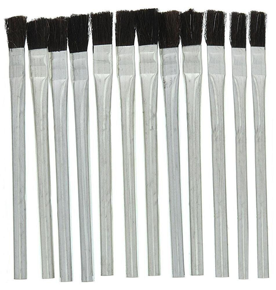 12 piece 6" Metal Craft Hobby Glue Acid Brush Set Small Bristle Parts Cleaning