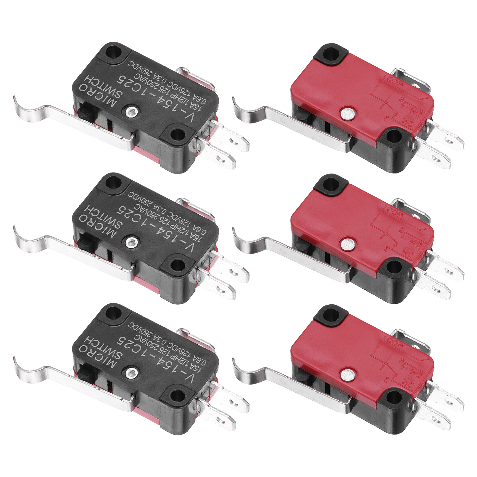 6Pcs V-154-1C25 1NO + 1NC Micro Switch 15A 125/250VAC Waterproof Switches
