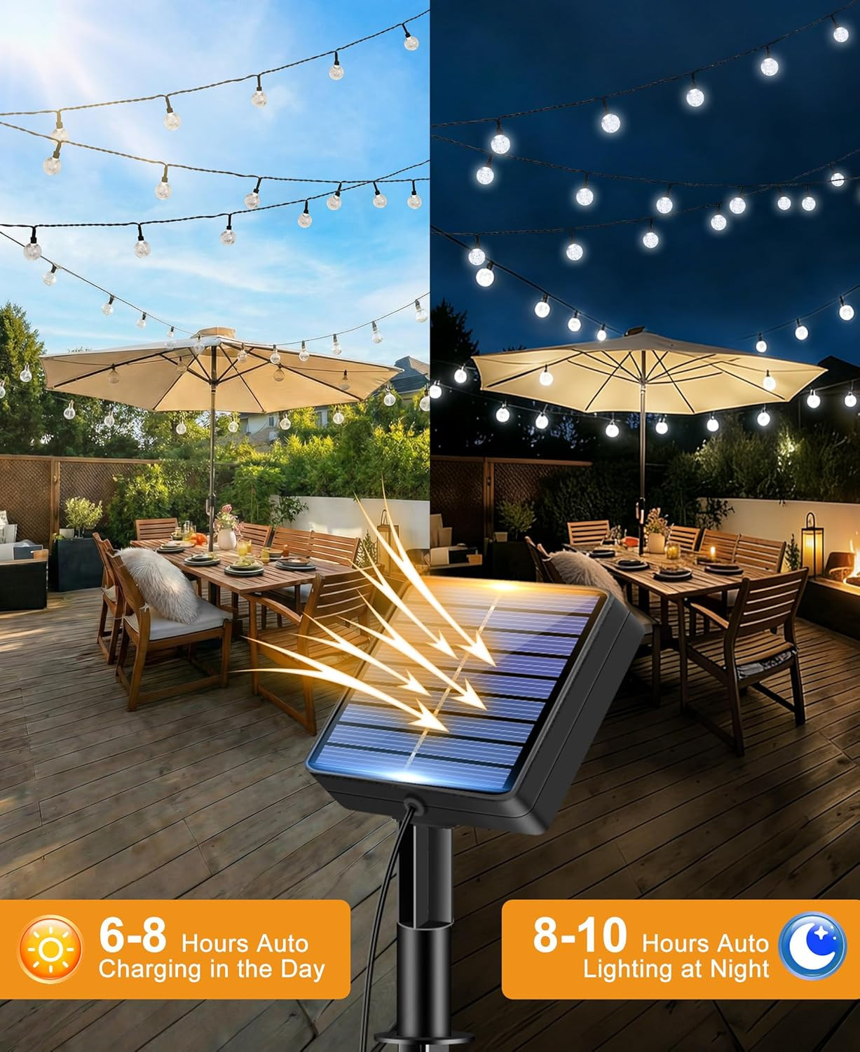 2 Pack Solar String Lights Outdoor Waterproof, Total 98 FT 100 LED Solar Powered