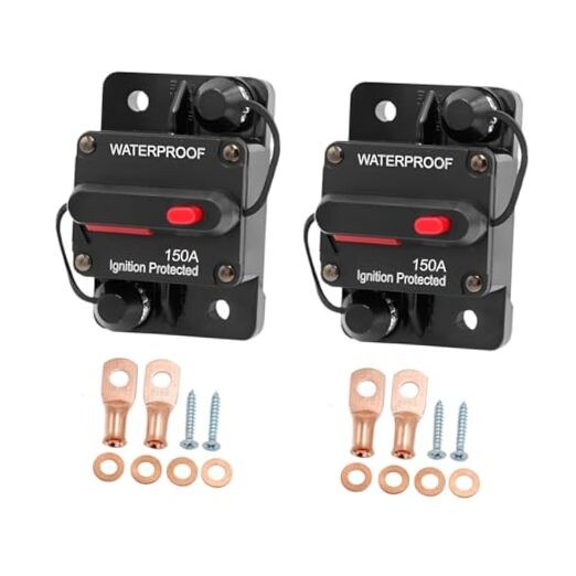 Car Circuit Breaker, 2PCS DC 12V-48V Waterproof Vehicle Stereo Audio 150A