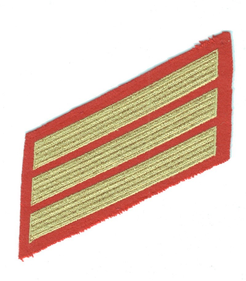 USMC Marine Corps Enlistment Stripes 829: 12 Years (3 stripes) - left side