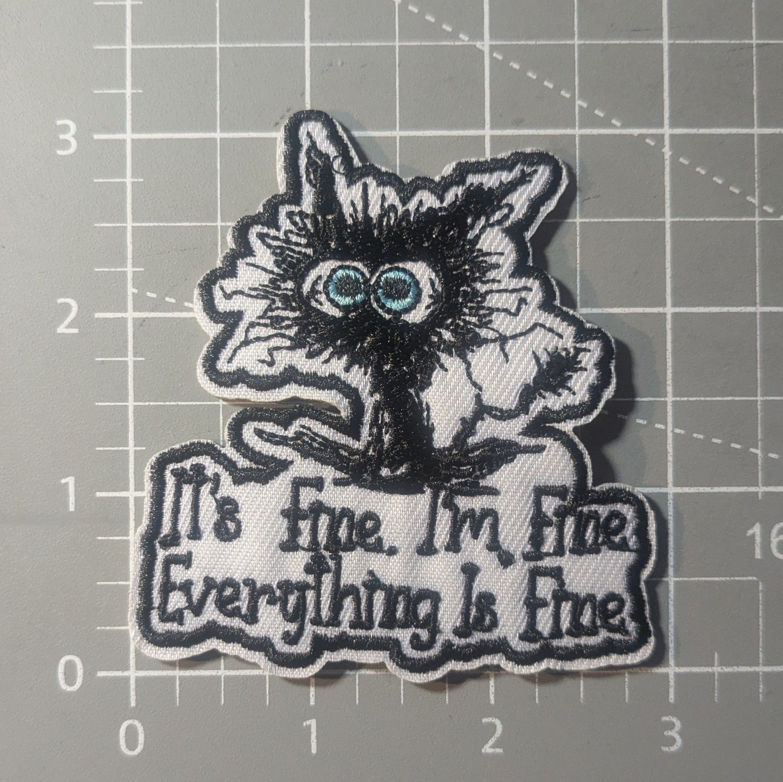 Delusional Cat Patch Funny Everything Is Fine Kitten Embroidered Iron on 3.25x3"