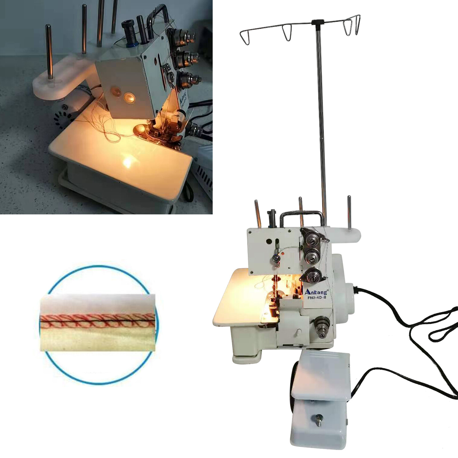 Professional 4 Thread Serger Overlock Sewing Machine 4-Line w/ Foot Controller