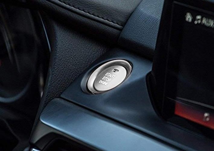 2pc Set Aluminum Keyless Engine Push Start Button & Surrounding Silver