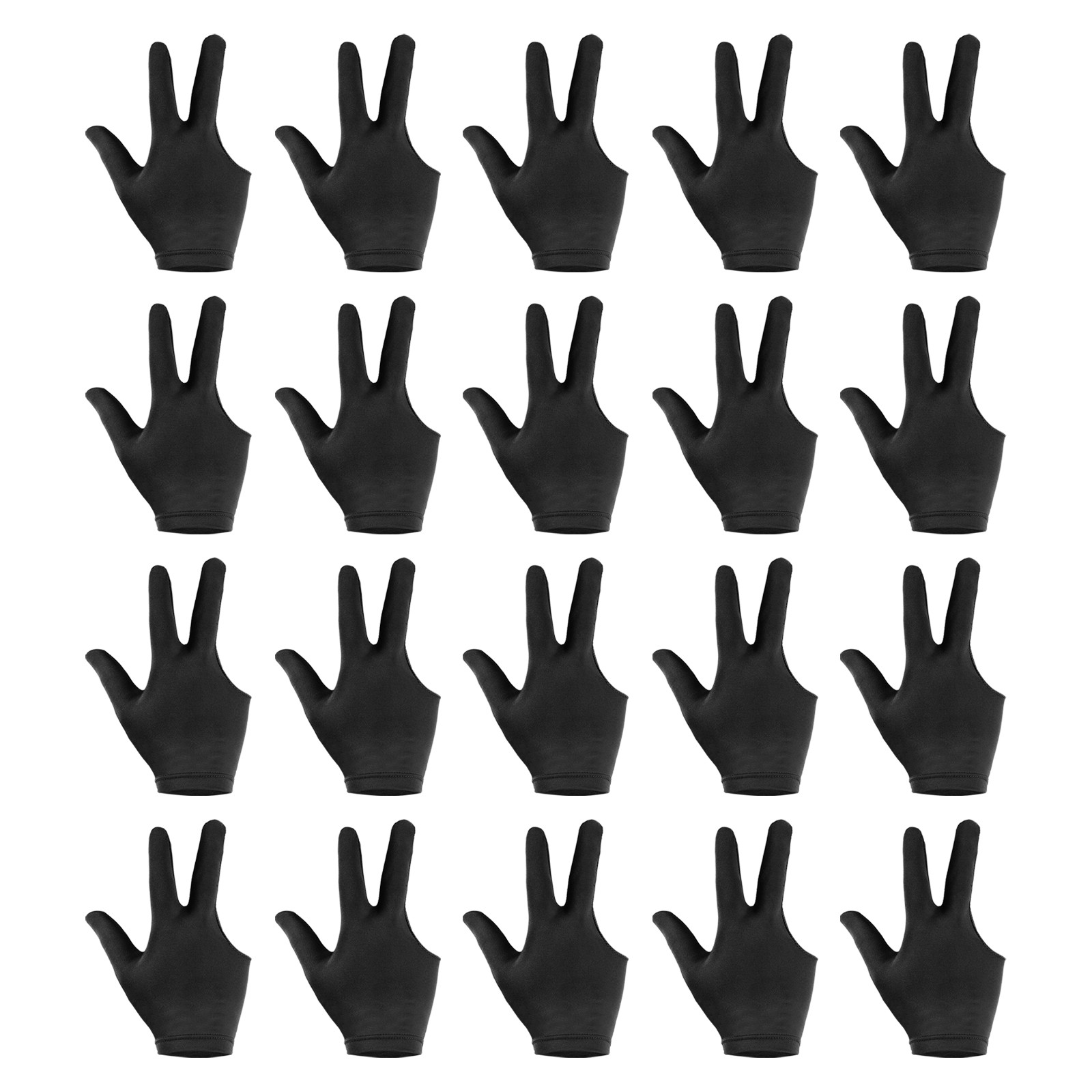 30Pcs 3 Finger Breathable Spandex Pool Glove Left Hand Billiard Gloves,Black