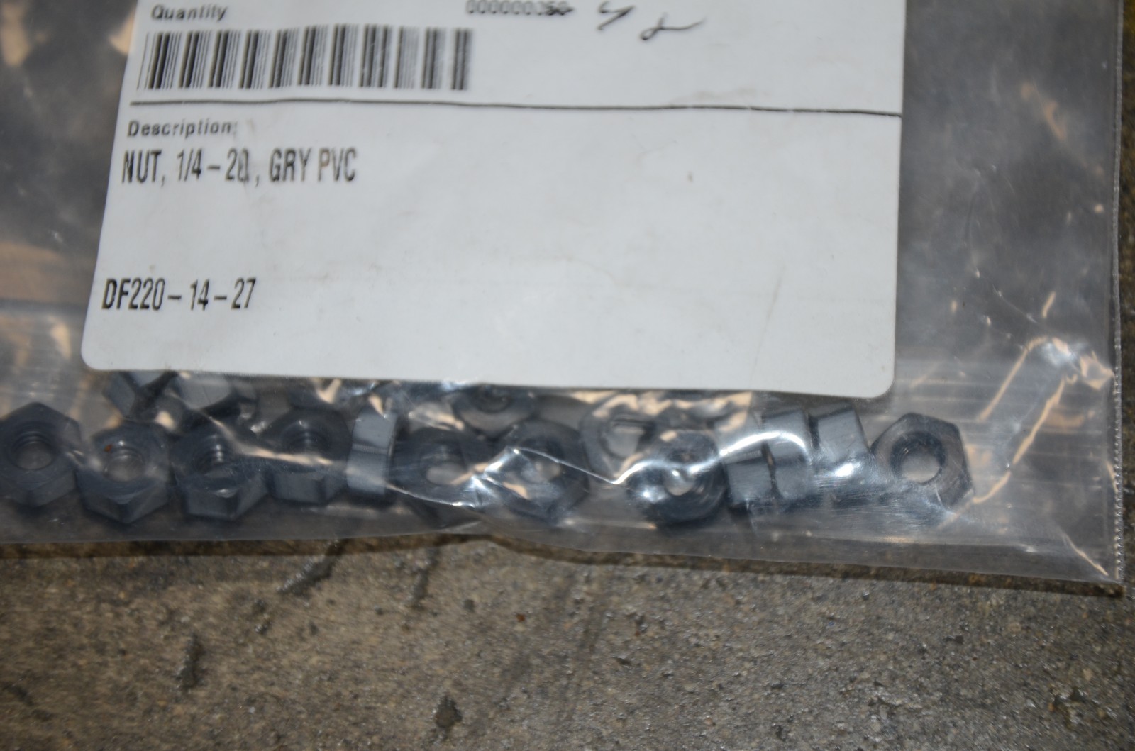 1/4-20 Gray Grey Colored PVC Hex Nut Lot of 18