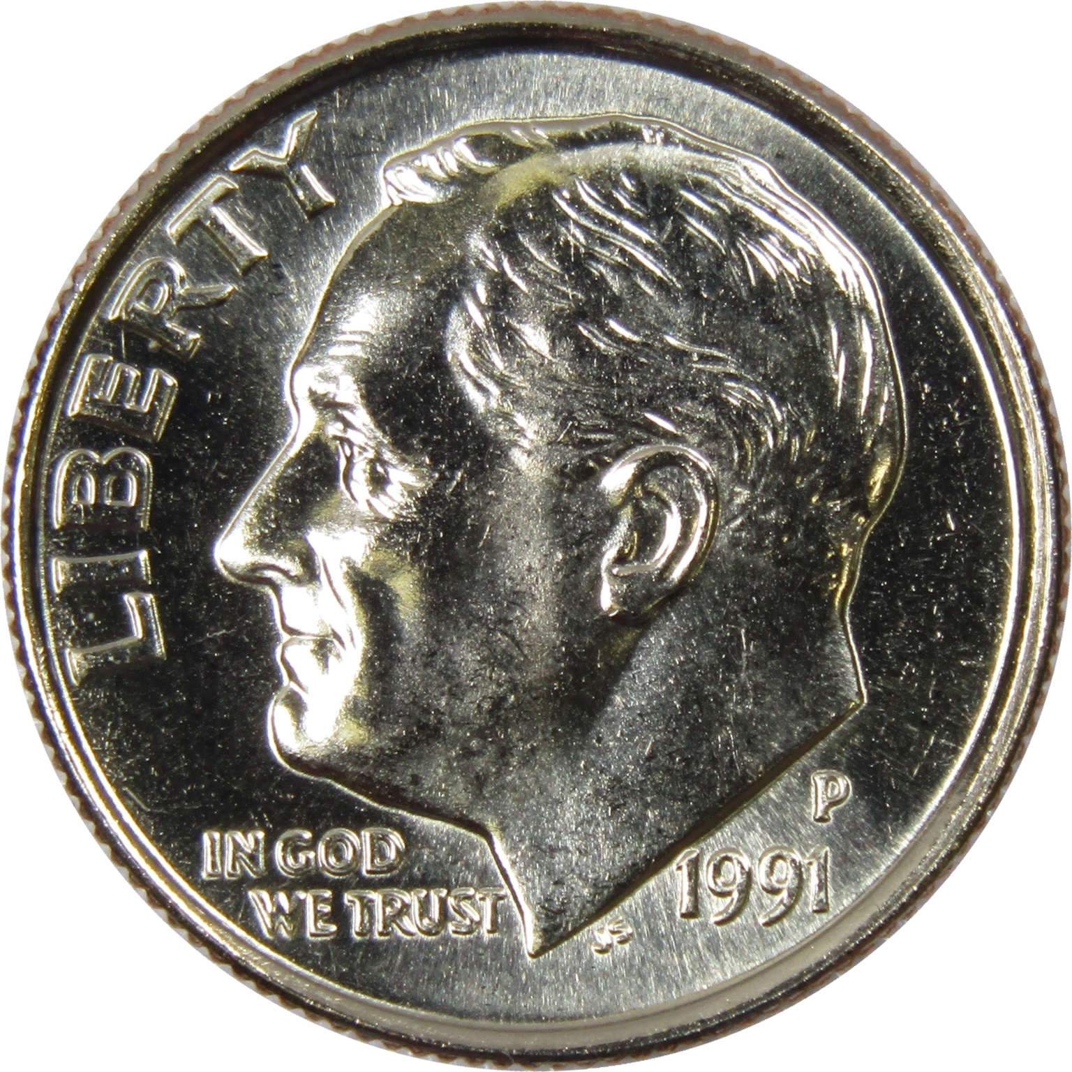1991 P Roosevelt Dime Clad Uncirculated Mint State 10c Coin