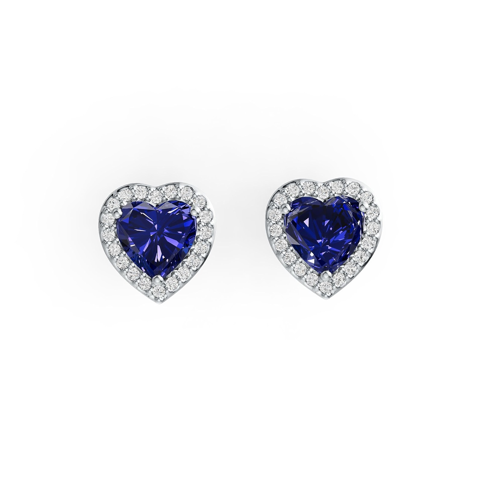 Sterling Silver Semi Mount Earrings Setting Heart HT 6x6mm Halo