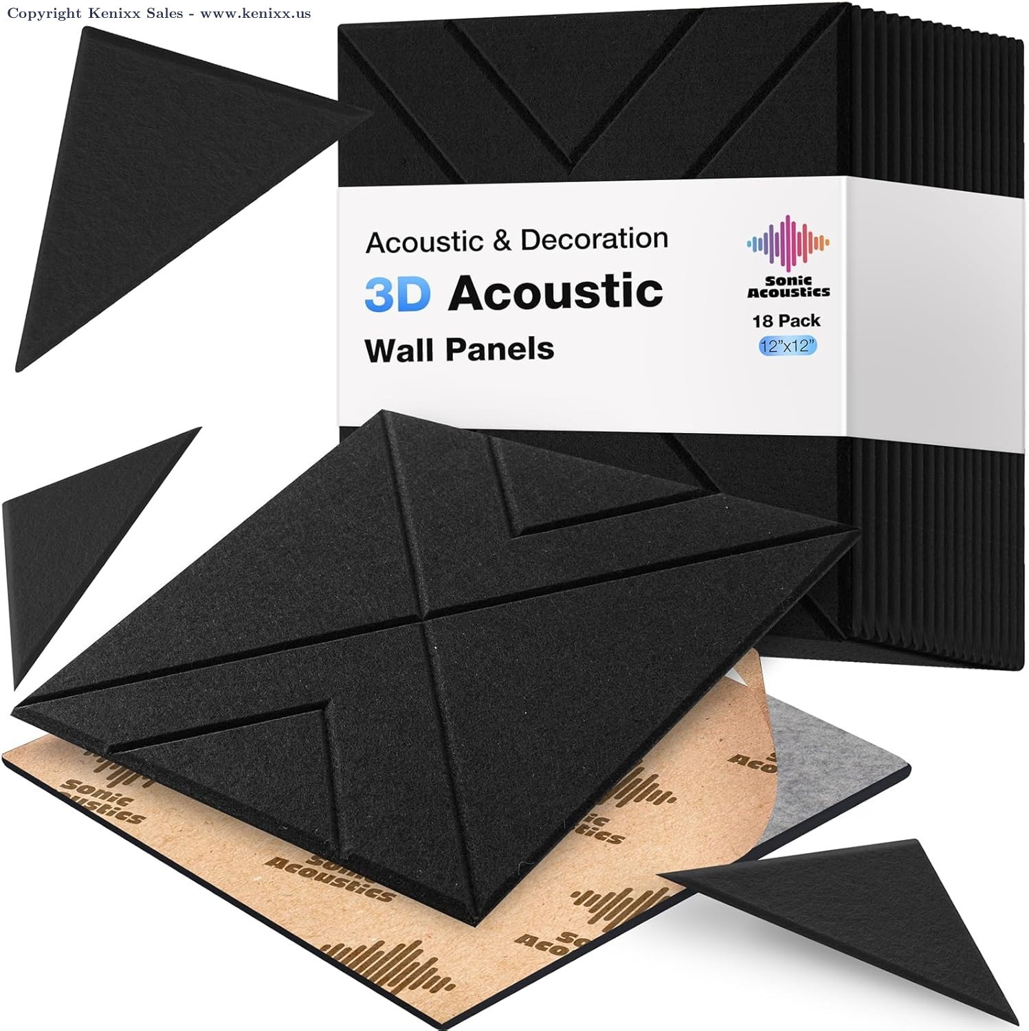 18 Pack Self-Adhesive Acoustic Panels, 12"X 12"X 0.4" Sound Absorbing Panels,