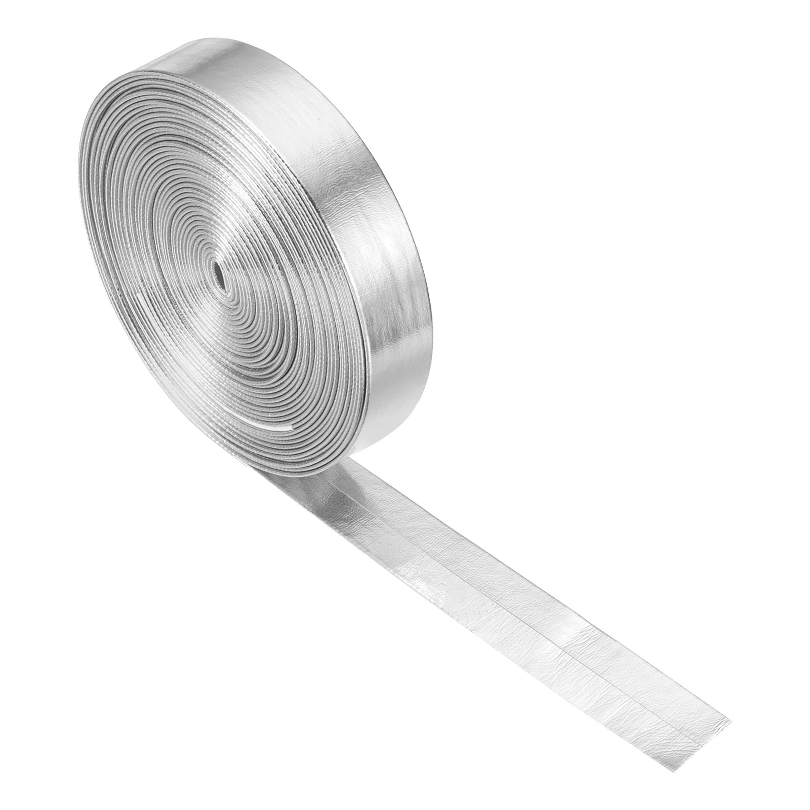 Metallic Leather Strip, Silver Wide Flat Leather Strap, 197" x 0.6"