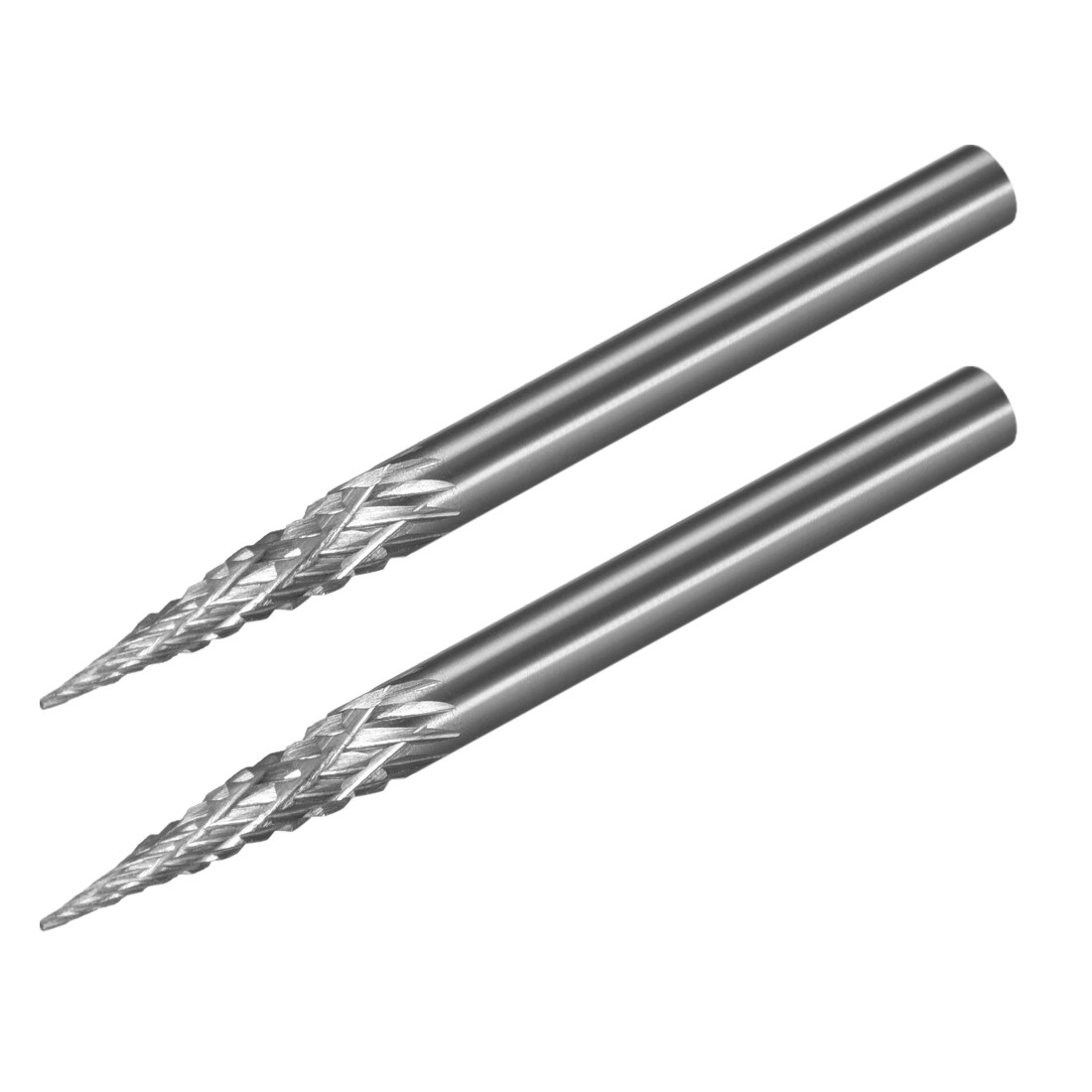 2 x Double Cut Rotary Burrs File Cone Shape with 1/8" Shank and 1/8" Head Size