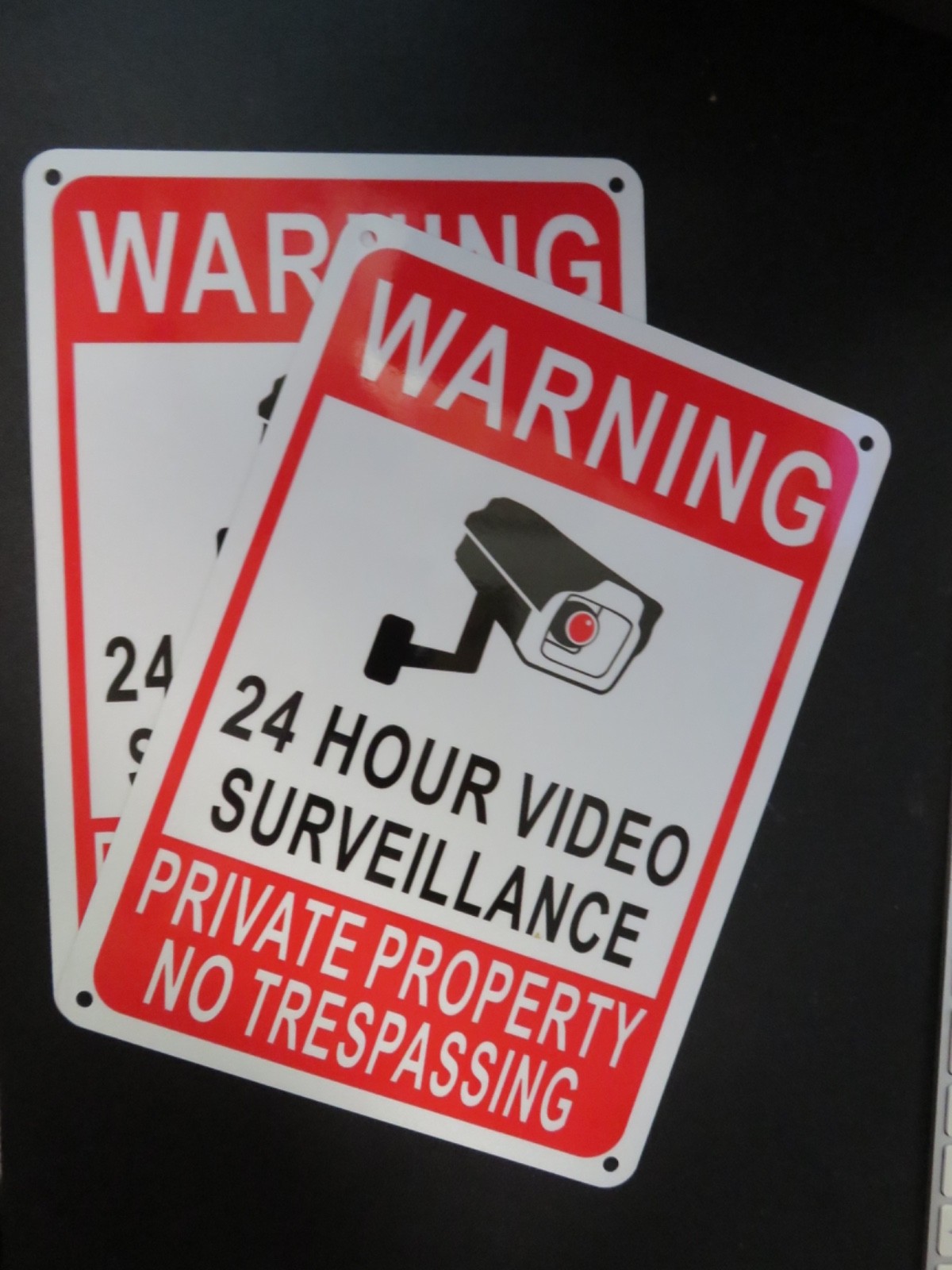 👀..2-Pack WARNING 24 Hour Video Surveillance 10" x 7" Inch Rust Free Aluminum
