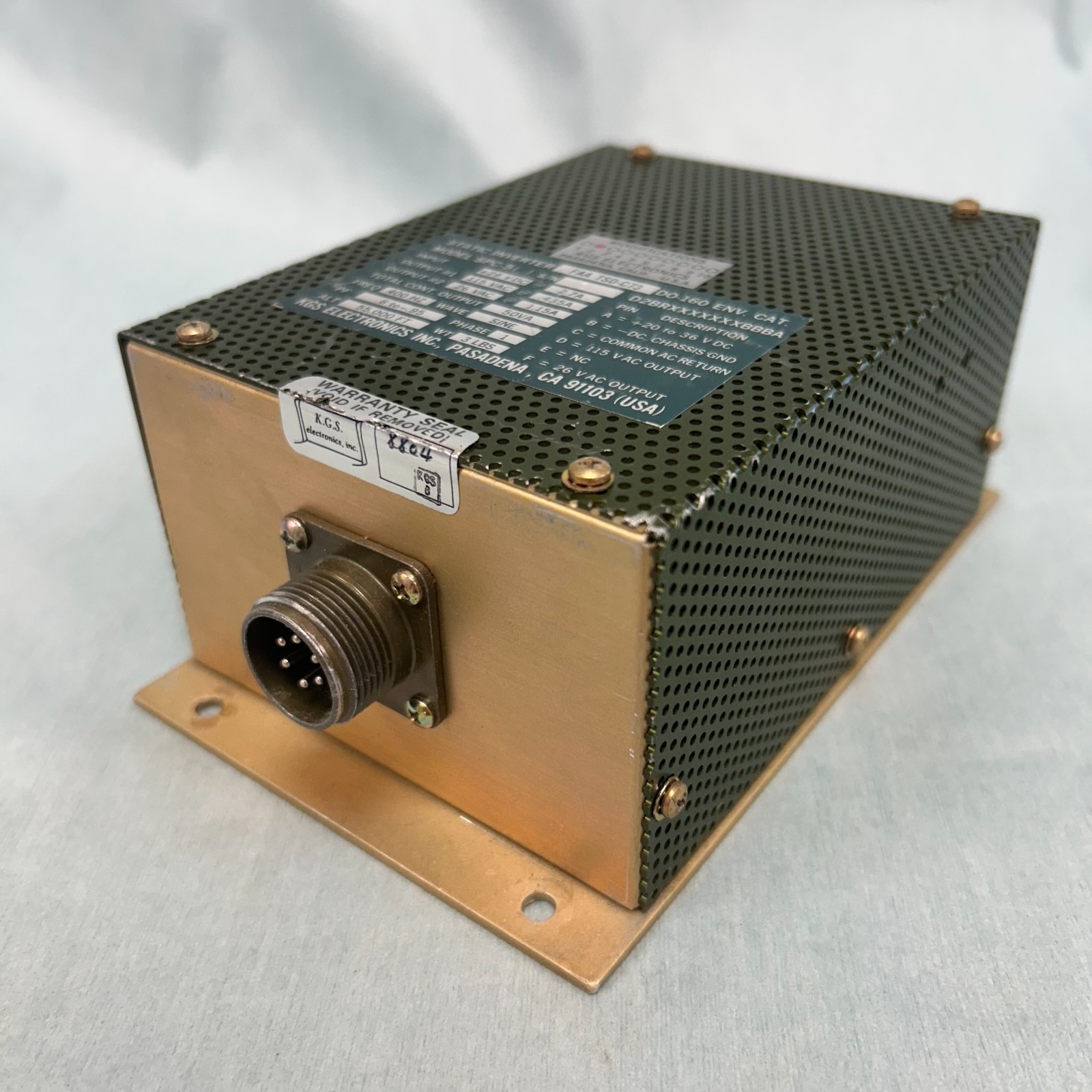 KGS Electronics Inc. Static Inverter FAA TSO-C73 SPC-5