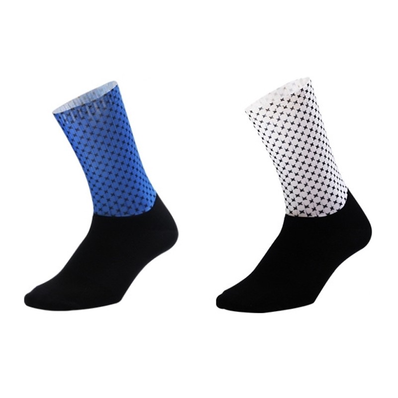 2Pairs Cycling Socks Riding Bicycle Bike Sports Ankle Socks XC MTB White Blue