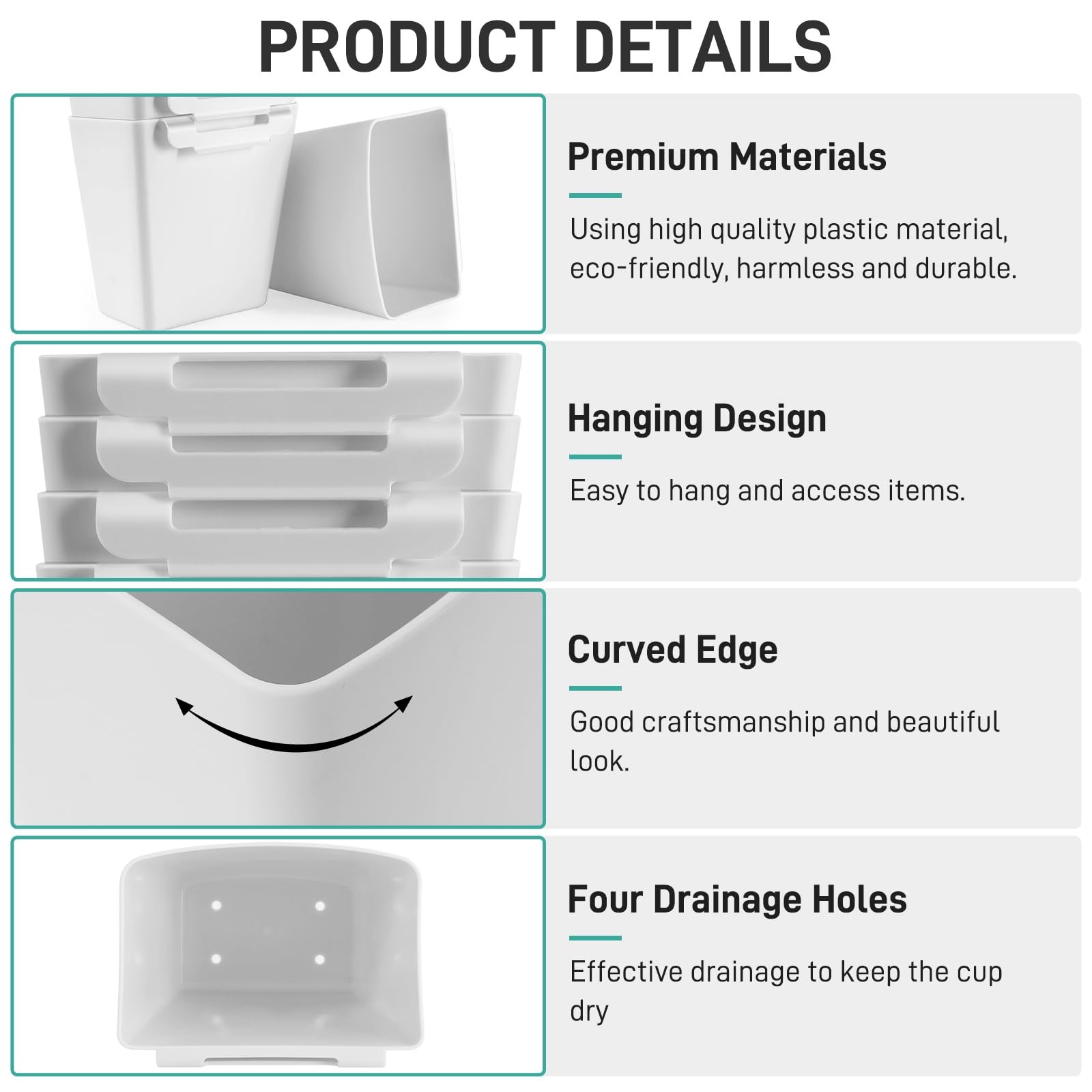 5 Pack Hanging Cup Holders Multipurpose Rolling Cart Accessories Utility Cart...