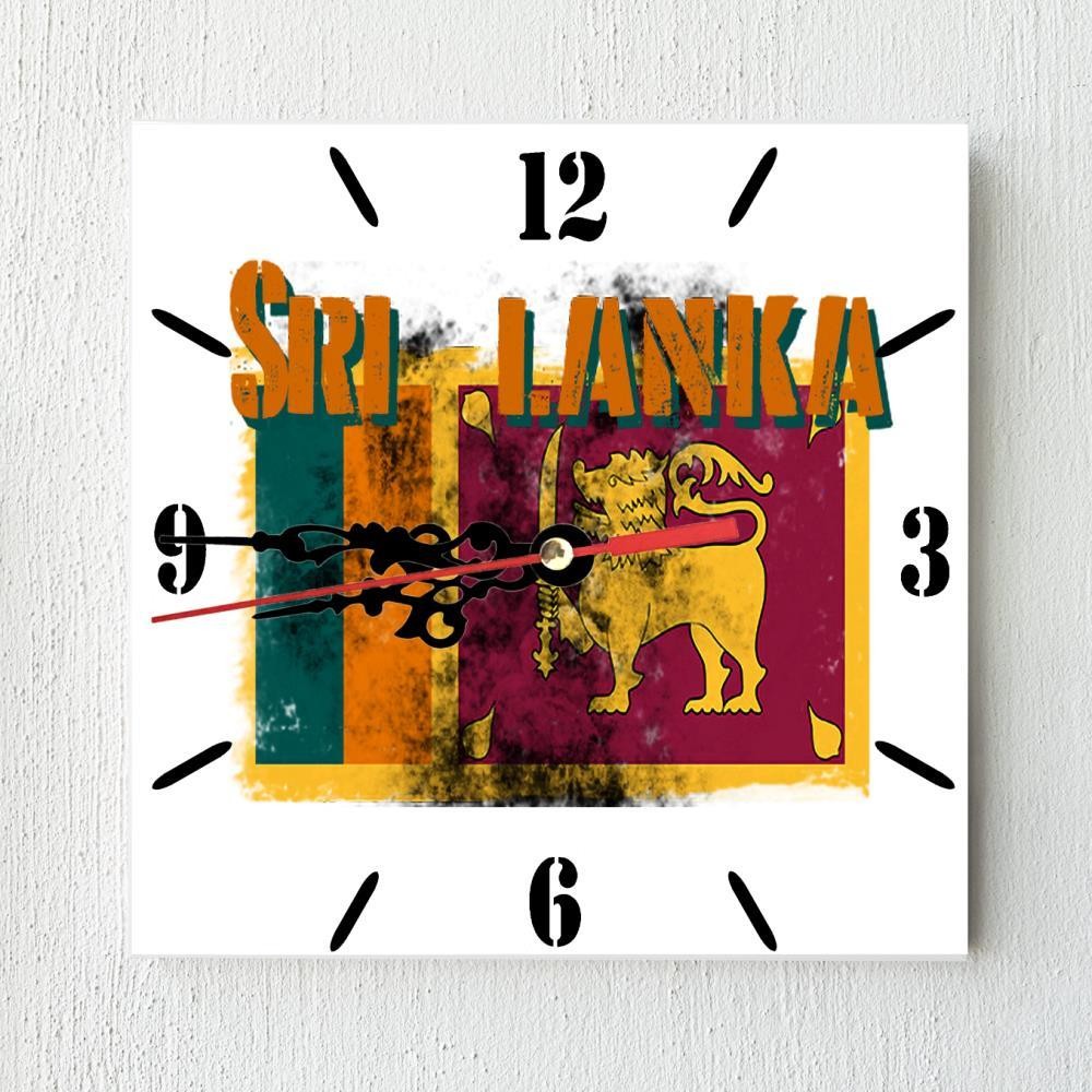 Sri Lanka Flag Wall clock patriots CERAMIC Tile Watch Support Décor