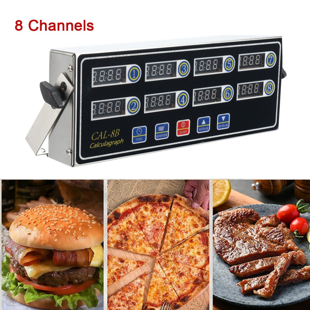 Stainless Steel 8 Channel Kitchen Timers LED Technology Kitchen Timer Digital