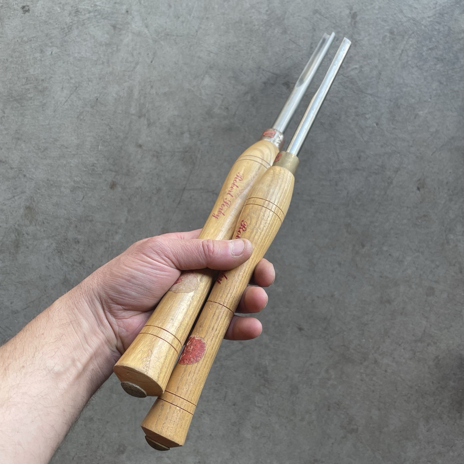 Lot Set of 2 Robert Sorby Lathe Gouges 842 LH (3/8") & 840LH (7/16")