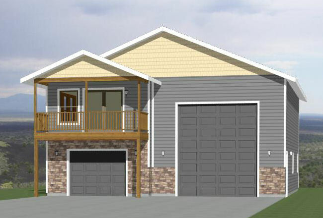 36x42 Apartment with 1-Car 1-RV Garage -- PDF Floor Plan -- 853 sqft -- Model 1A