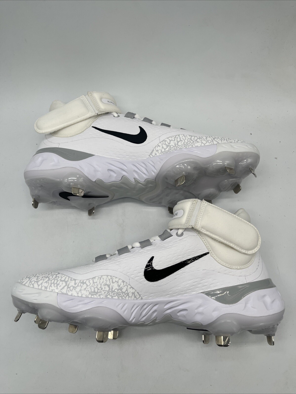 Nike Alpha Huarache Elite 4 Mid White Baseball Cleats FD2744-100 Men's Size 9-13