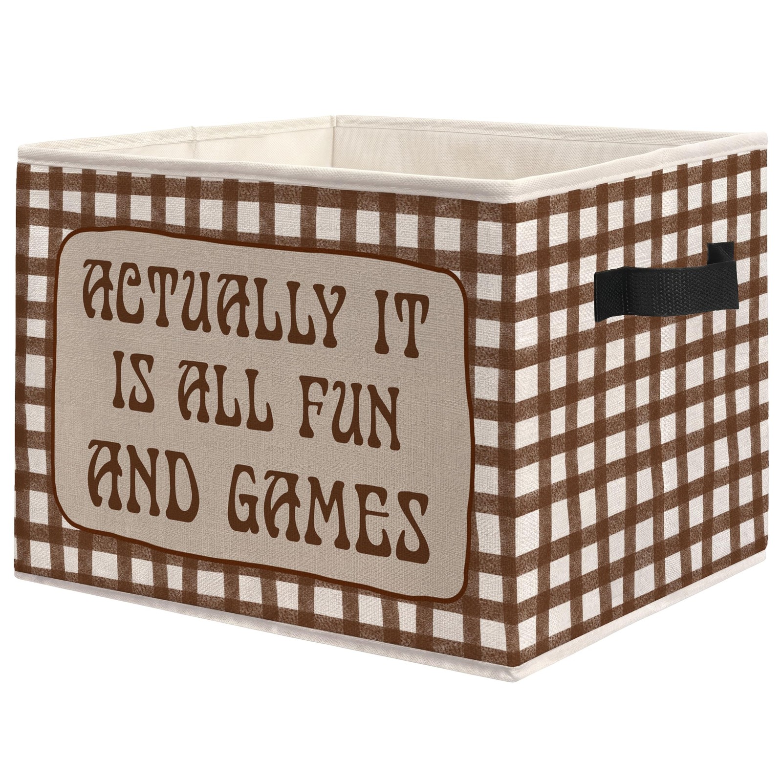 Retro Brown and White Checkered Foldable Storage Bins Box