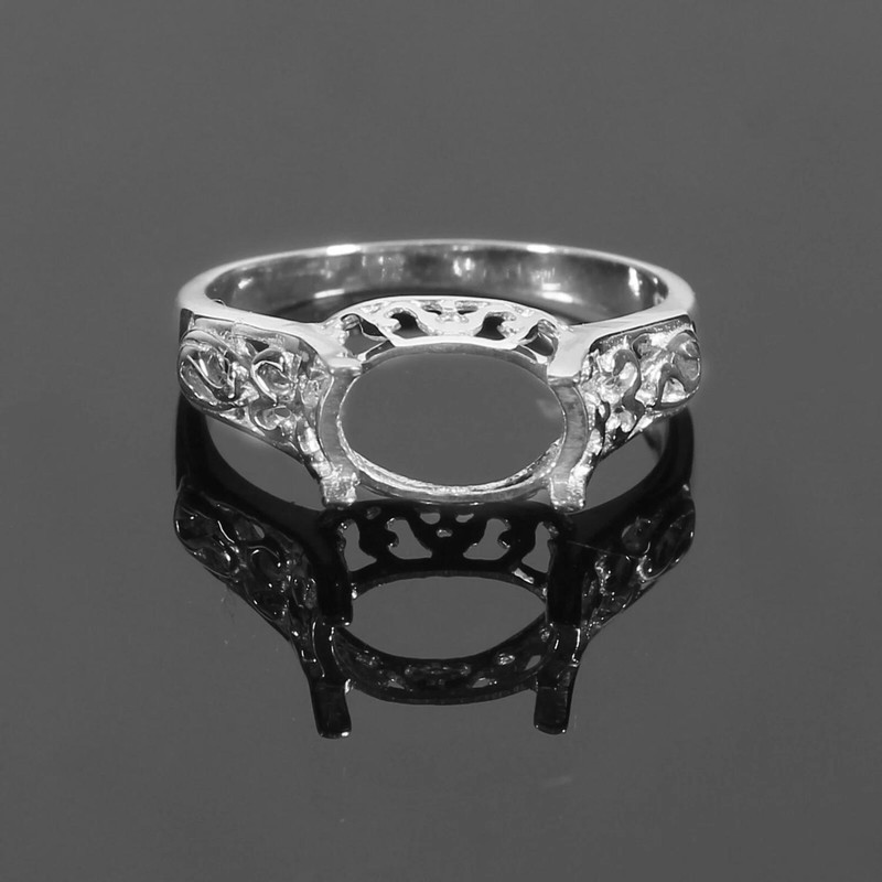 925 Silver 7x9 mm oval Engagement Ring Setting Engagement Semi Mount Ring Blank