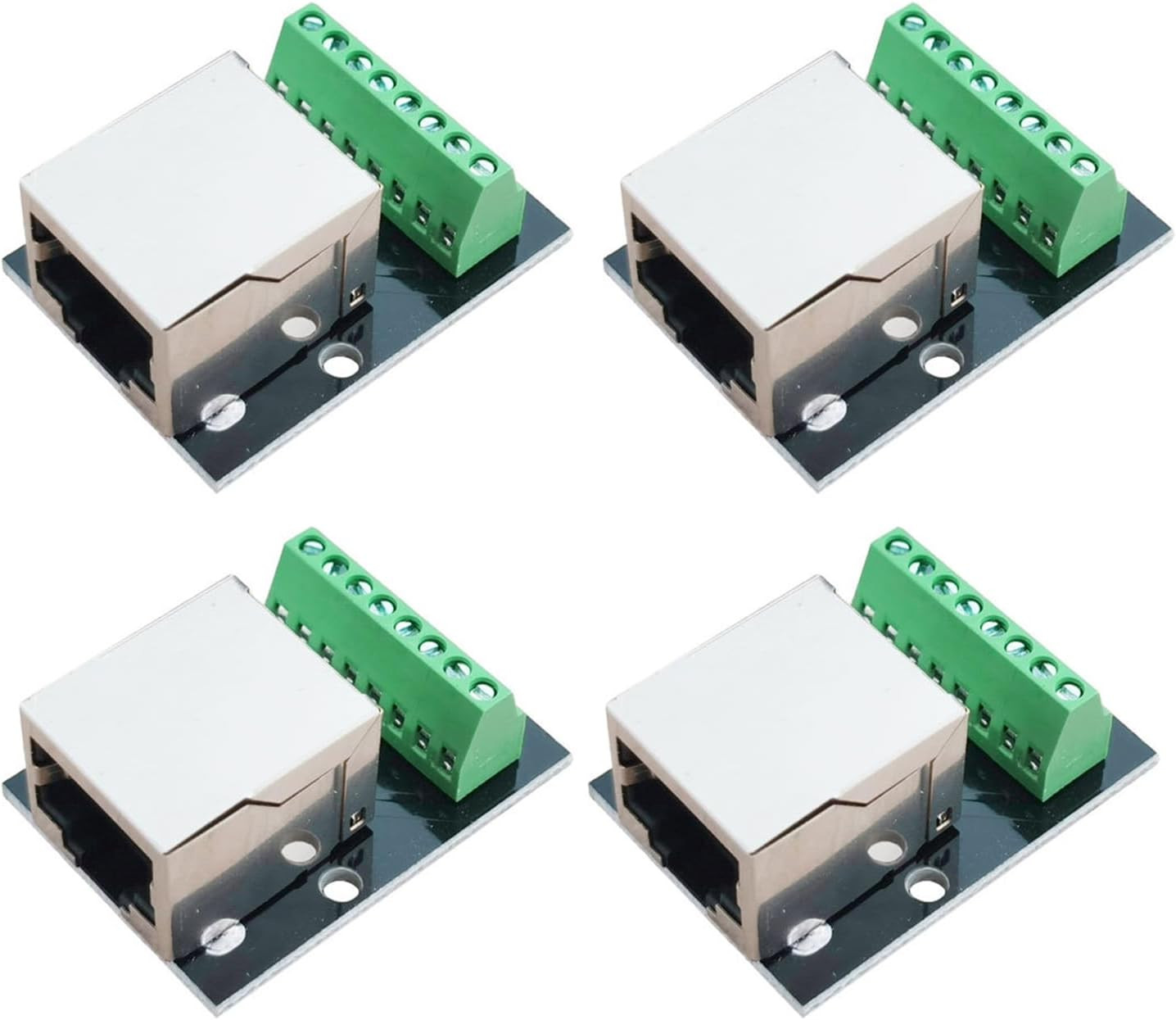 4Pcs RJ45 Female Breakout Board, 2.54Mm Pitch Shielded Adapter | Single Ethernet