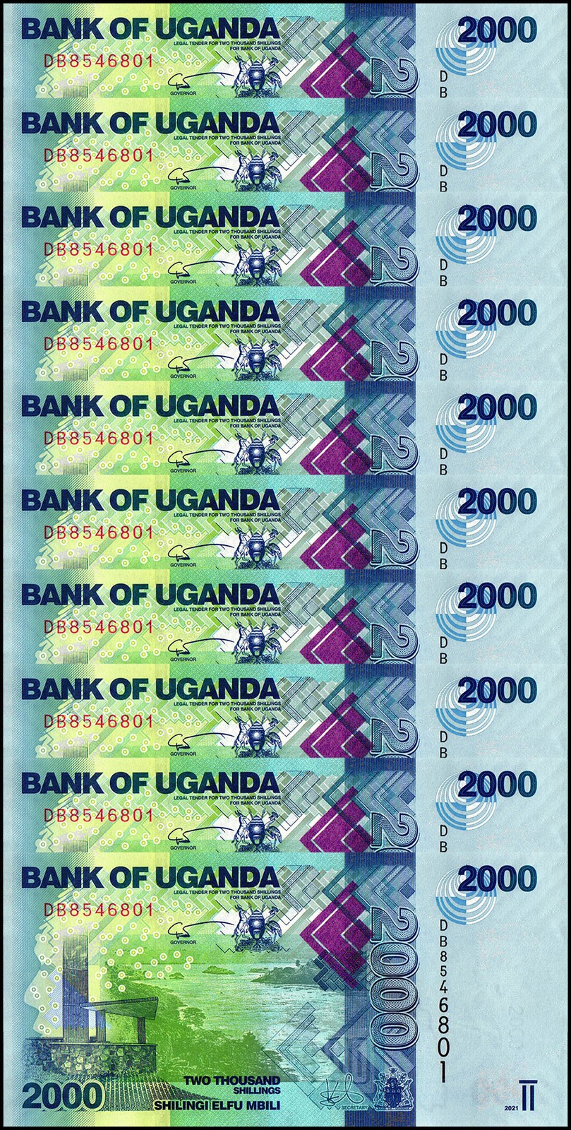 Uganda 2000 Shillings, 2021, P-50f, UNC X 10 PCS