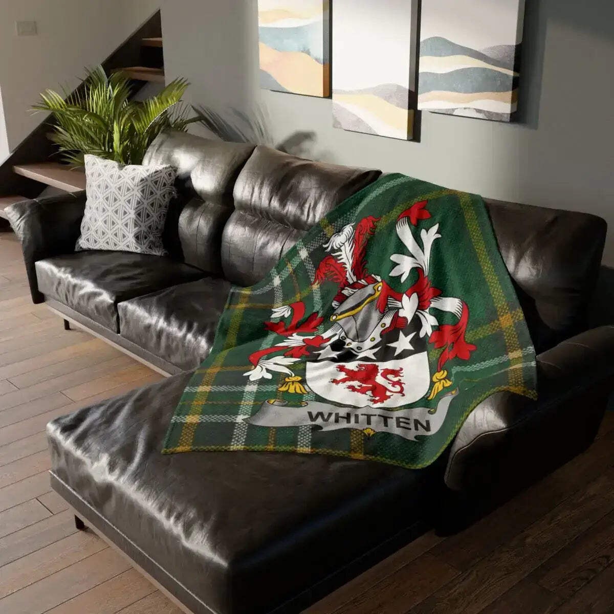 Whitten Surname Coat Of Arms Irish Tartan Blanket