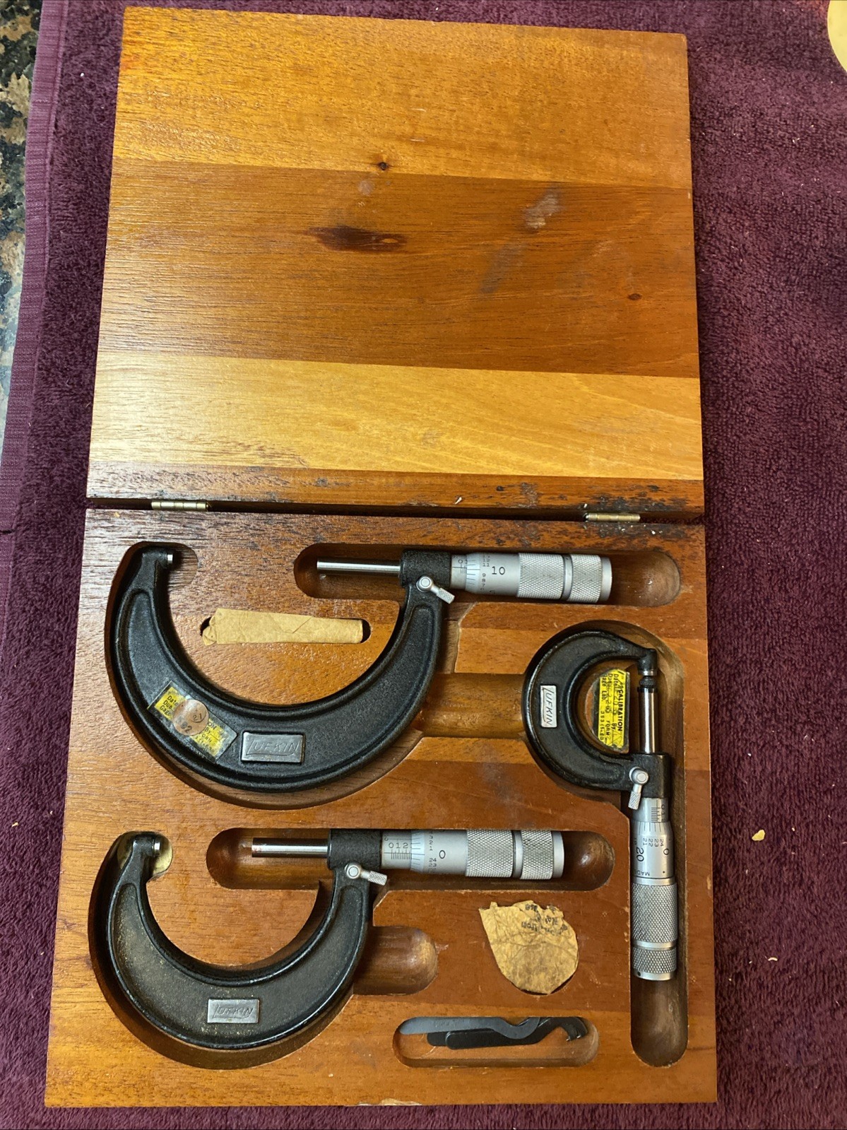 VTG Lufkin Micrometer Set Of 3 CT-1961V, 1942, 1943 Machinist Tool Original Case