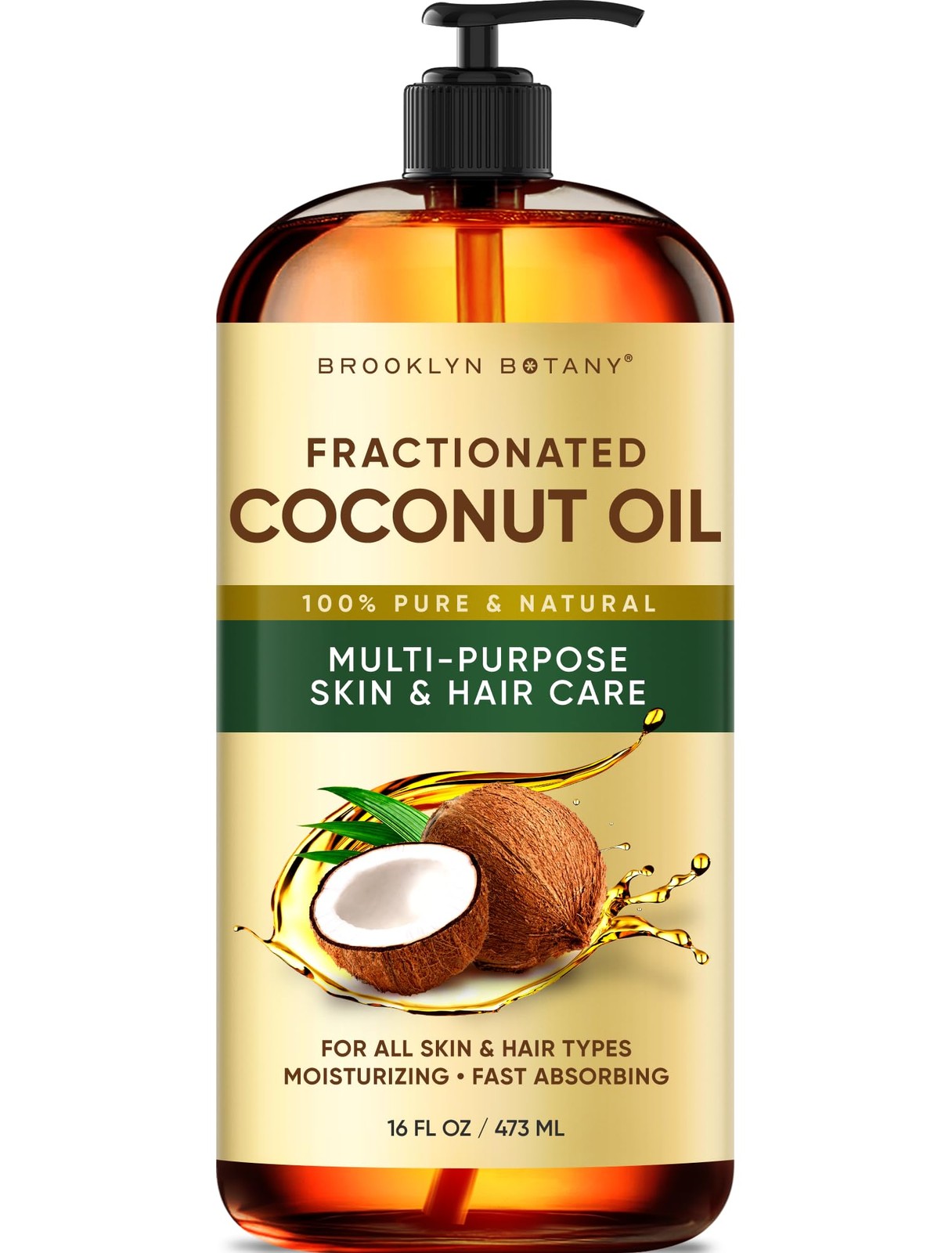 Brooklyn Botany Fractionated Coconut Oil | for Skin, Hair and Face | 16 Fl Oz...