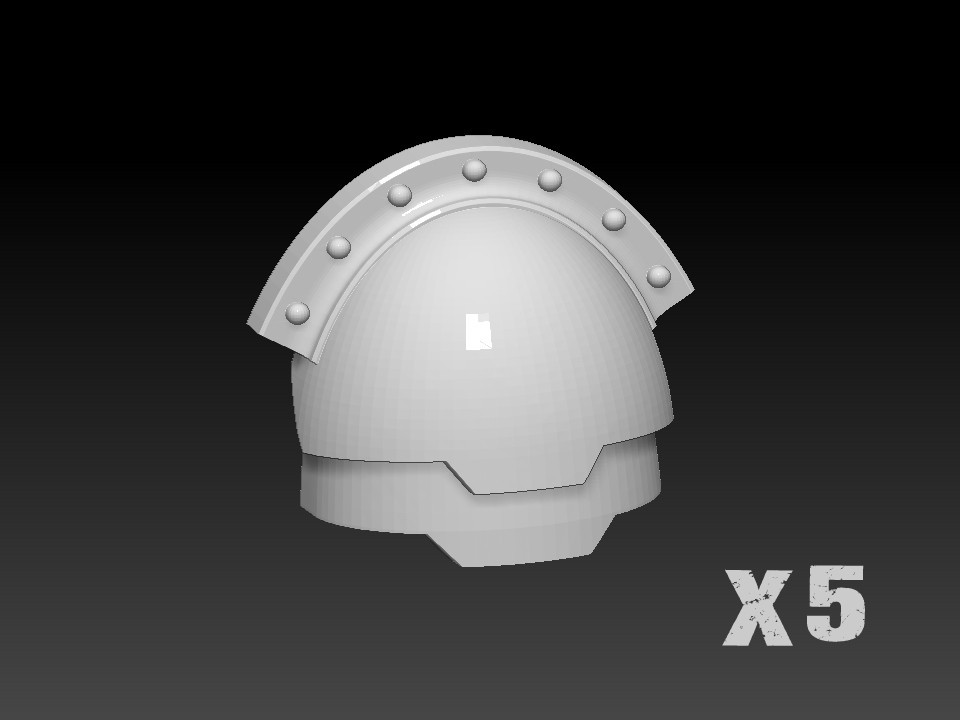 Blank Shoulder Pads Layered Studs (x5)  - compatible w 40k templars Primaris