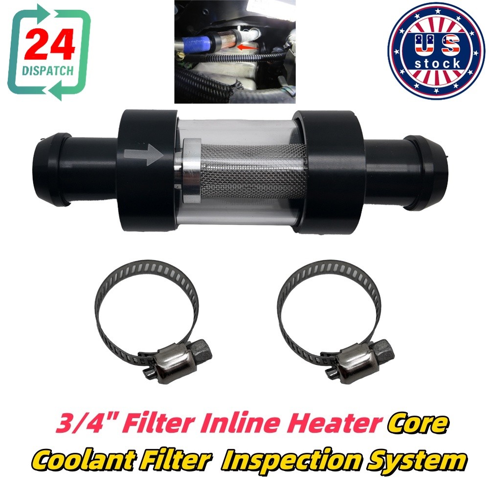 Inline Heater Core Coolant Filter Kit&Inspection System For all Truck 3/4"Filter