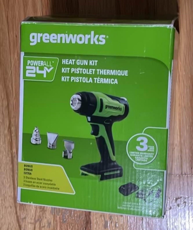 Greenworks 24V Cordless Heat Gun max 1000°F with 2Ah Battery and 2A Charger