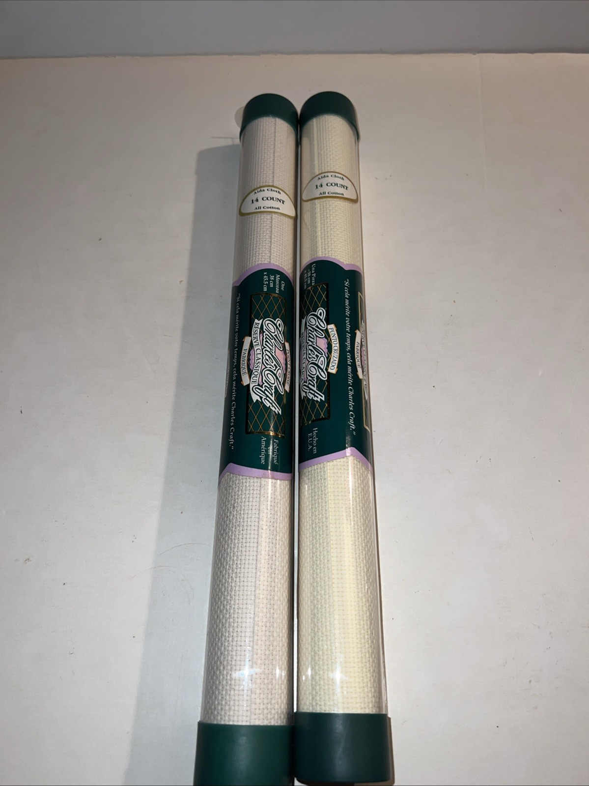 Lot 2 Charles Craft Aida Cloth 14 Count 15"x18"  Ivory Natural Colors New Packag