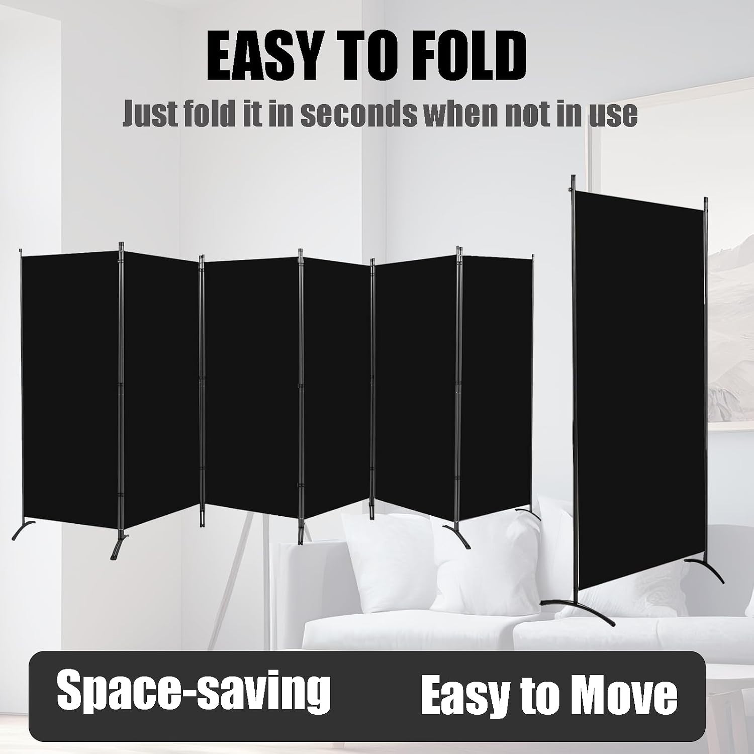 Room Divider-Folding Privacy Screens, 6 ft 6 Panel Wall Separation Blinds Partit