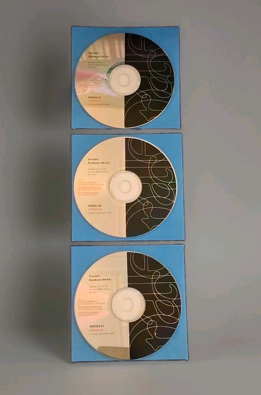 Oracle9i Database Release 2 64-bit SPARC & Solaris 3CDs set 9.2.0.1.0 Scarce