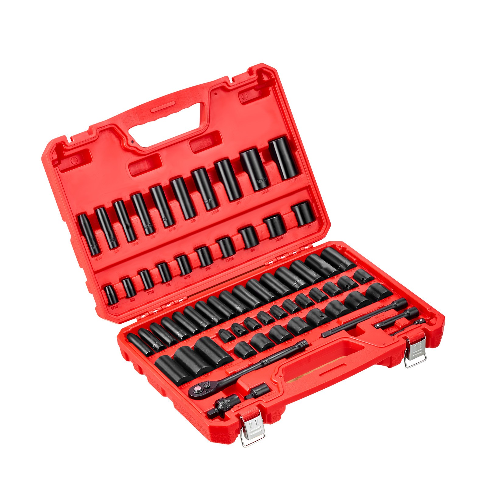 Uimoso 64-Piece 3/8 in Drive Impact Socket Set SAE 5/16-1 in & Metric 6-24 mm
