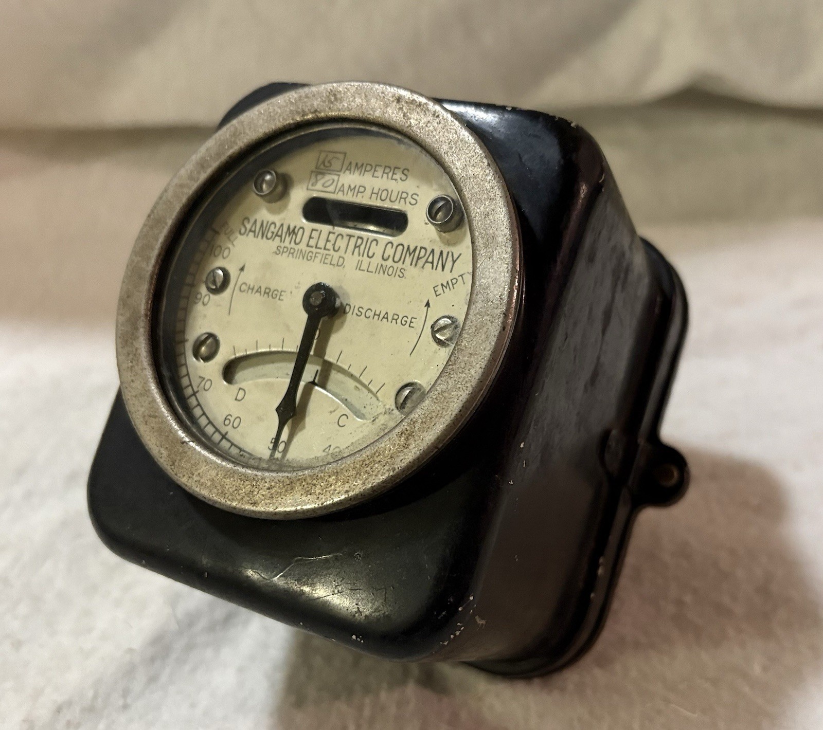 Antique Sangamo Ampere Hour Meter, Model MS, 1910-1920s