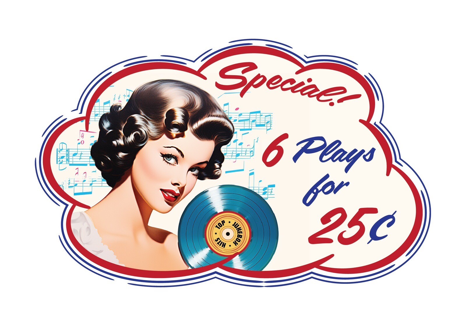 Special Jukebox Decal 25 Cent Rock-Ola Wurlitzer Seeburg AMI Stickers Top Hits